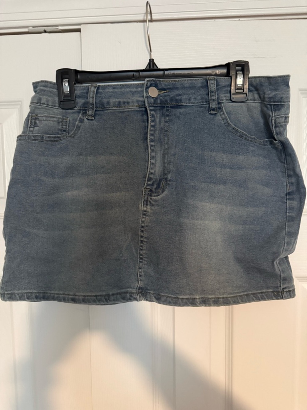 Classic Denim Midi Skirt - Gray Wash